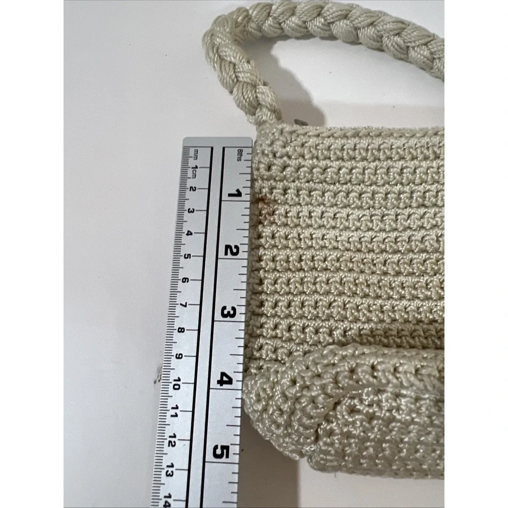 The Sak Original Women's Crochet Hand Bag Cream White with Silver Tag